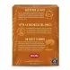 A studio e-commerce photograph of the back panel of a Barilla Integrale Farfalle whole wheat pasta box. The orange cardboard box displays detailed Italian text about the product's benefits, a graphic of a person in a yoga pose surrounded by pasta shapes, and a recycling logo.