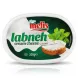 Enhanced Front view of Melis Labneh Cream Cheese 200g tub held in hand