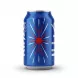 Enhanced Back of Kinza Cola can showing starburst graphic design