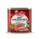 Enhanced Front label of Melis Beef Luncheon Meat Halal tin held in hand
