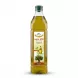 A 1-liter glass bottle of Gibal Afrin Virgin Olive Oil, as seen from the front with a clear label, showing olive trees and a decanter, centered on a white background with a soft shadow and sharp focus. PRODUCT TITLE: Gibal Afrin Virgin Olive Oil - Halal Certified 1L