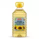 A 3-liter bottle of Garusana Refined Sunflower Oil is shown on a white background. The front label features sunflowers and text indicating it is Cholesterol Free, High in Vitamin E, and GMO Free, with a Halal certification.