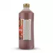 A side-view studio photograph of a 1L Heera Tomato Ketchup bottle with a gold cap, centered against a seamless white background, displaying the full list of ingredients and nutritional information on the back label.