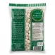 A 1:1 professional studio photo of the back of the Heera Phool Makhana Popped Lotus Seeds package, centered against a seamless white background. The clean, 100g clear plastic bag details the nutrition facts, product guarantee, 'Specially Packed For P&B (Foods) Ltd' in West Yorkshire, and allergens list (soya, barley, gluten, mustard, celery). The best before date 'Nov. 2027' and batch number are clearly visible on the lower right label.