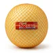Enhanced Enhanced Sonpy branded honeydew melon with barcode and orange mesh