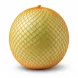 Enhanced Enhanced Hand holding a whole honeydew melon in orange mesh netting