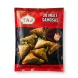 Enhanced Front of TAJ 20 Meat Samosas frozen pack showing samosas and dipping sauce
