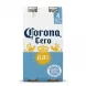 Enhanced Corona Cero Alcohol-Free Beer front packaging with 4 bottles