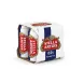 A professional studio photograph of a Stella Artois Alcohol-Free 0.0% Lager 4-pack of cans, shown on a pure white background with soft, realistic shadows.