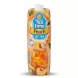 A 1-liter carton of Tea Time Peach Ice Tea, featuring an image of a mason jar filled with the drink, fresh peach slices, ice, and a striped straw, against a clean white background. PRODUCT TITLE: Tea Time Peach Ice Tea - Refreshing Halal Drink 1L PRODUCT: Tea Time Peach Ice Tea 1L carton front view