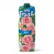 A 1-liter carton of Fresh Premium Rose Drink, featuring vibrant pink rose illustrations with water droplets and clear text, isolated against a clean white background.