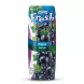 A 1-liter carton of Fresh Premium Blackcurrant Nectar, featuring a detailed illustration of blackcurrants and green leaves, is centered against a clean white background. The packaging includes the brand name in English and text in Russian. PRODUCT TITLE: Fresh Blackcurrant Nectar 1L