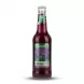 A clear glass bottle of Hoffenberg Dragon Fruit Soft Drink, featuring its detailed back label with ingredients and nutritional information in both Persian and English text. The label details are sharp and legible, showcasing the dark reddish-purple liquid through the bottle.