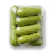 A clear plastic-wrapped package of Lebanese Green Courgettes (Zucchini), with approximately eight individual pieces visible, is shown centered on a clean white background. The courgettes are light green and fresh-looking, arranged neatly inside the packaging.