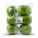 A professional 1:1 e-commerce product photograph showing a pack of Nestlofft fresh green peppers in clear plastic packaging, featuring a prominent rear label with details like weight (400g) and origin.