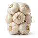 Enhanced Hand holding a mesh bag of whole garlic bulbs with Bravo branding