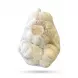Enhanced Hand holding a mesh bag of Bravo Fresh Garlic in a store