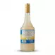 A 1:1 professional e-commerce product photograph of the back of a Cortas Almond Syrup 600ml bottle, showing its clear syrup, gold cap, and detailed back label. The label clearly lists ingredients in multiple languages, including English and Arabic, and features the specific "Vegan" and "Gluten Free" certification logos and other factory details seen in the original image. The bottle is perfectly centered against a pure white background with professional studio lighting.
