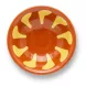 Enhanced Close-up of Phoenix 5 inch Arab Bowl showing yellow decorative pattern inside orange bowl