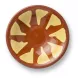 Enhanced Top view of decorative brown and yellow ceramic shallow bowl with price tag