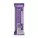 A professional back view e-commerce photo of a Mr. Bite Strike Hazelnut Bar in its purple wrapper, featuring detailed nutritional information, ingredients, and a clear barcode.