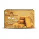 Enhanced Front of Rehmat-e-Shereen Rusk 200g box held in a shop