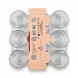 A top-down view of the LAV Keyif Turkish tea glass mug set packaging, featuring details such as the model number, barcodes, and a description in multiple languages.