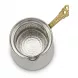 Enhanced Top view of hammered Turkish coffee pot showing spout and detailed brass handle