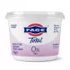 A professional e-commerce product photo showing the front of a FAGE Total 0% Fat Greek Yoghurt 450g plastic tub against a pure white background. The clean, white tub is centered and fills most of the frame, clearly displaying the FAGE brand logo, the large "Total" script, and "0% FAT" below it on a light purple band. All product information, including nutritional data and "Natural Fat Free Greek Recipe Strained Yoghurt", is sharp and legible under bright studio lighting with soft, even shadowing.