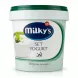 Milky's Set Yogurt, 950g tub with green lid, professionally photographed against a plain white background with professional lighting and soft shadow.