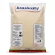 A 1:1 professional e-commerce product photograph showing the back of an Annaluxmy Andhra Sona Masoori Rice 10kg transparent bag, isolated on a white background. The bag displays the rice grains, cooking instructions, detailed nutritional facts, and manufacturer information under sharp, soft studio lighting.