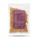 A clear plastic package of golden-brown fried onions, with the purple Leeza Foods nutritional facts label visible and in sharp focus, presented against a clean white background.