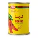 Close-up of CAB Harissa Paste tin showing ingredient and weight details