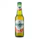 Front of Laziza Strawberry 0.00% non-alcoholic malt beverage 330ml bottle
