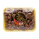 Close-up of Teeba Sagai Dates tray with clear branding and price label