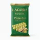 Front of Lágora Pistachio Cream Wafer Rolls green packaging showing product and pistachios