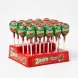 Display of Vidal Zoom Watermelon Lollipops in green and red wrappers arranged in a red stand