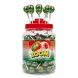 Close-up of Vidal Zoom Watermelon Lollipops in plastic jar with special offer label