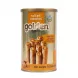 Front of Golden Treats Salted Caramel Wafer Rolls tin held in hand