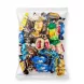 Clear bag showing an assortment of individually wrapped toffees